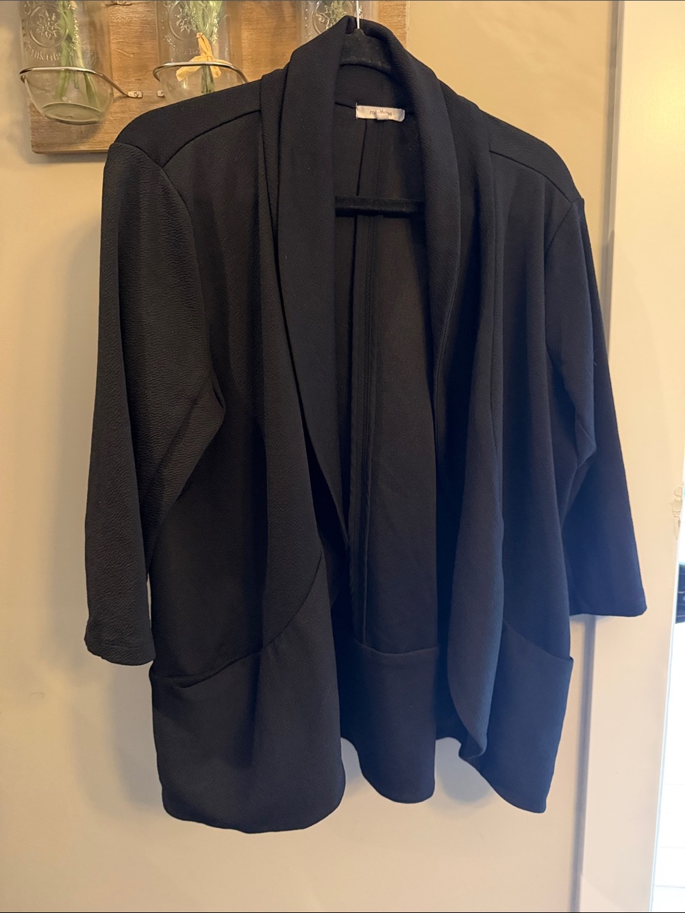Maurices Black Draped Open-Front Blazer Jacket